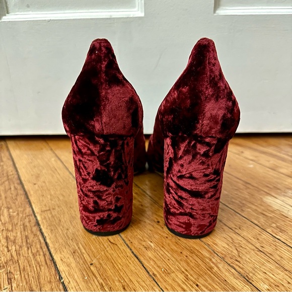 ✨ M. Gemi resoled Lustro burgundy crushed velvet 3.5" block heels, 39M - Picture 5 of 6